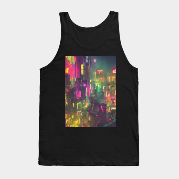 Japan Neon City Lights Tank Top by star trek fanart and more